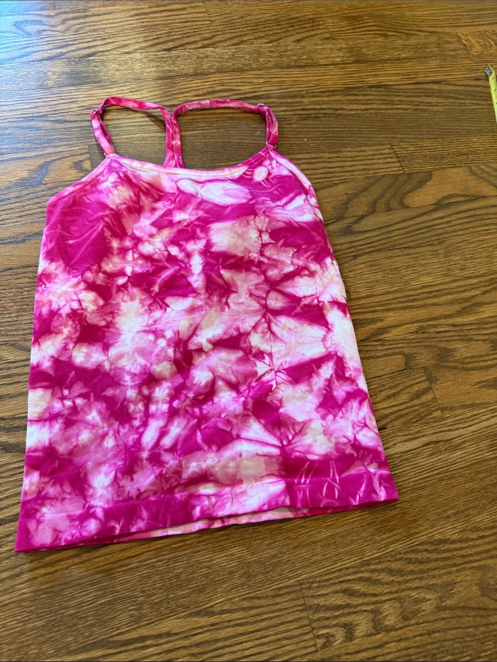 NUX Pink Tie-Dye Strappy Active Tank Size Small